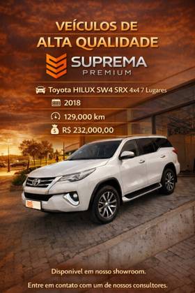 TOYOTA HILUX SW4 2.8 SRX 4X4 7 LUGARES 16V TURBO INTERCOOLER DIESEL 4P AUTOMÁTICO TOYOTA HILUX SW4 2.8 SRX 4X4 7 LUGARES 16V TURBO INTERCOOLER DIESEL 4P AUTOMÁTICO